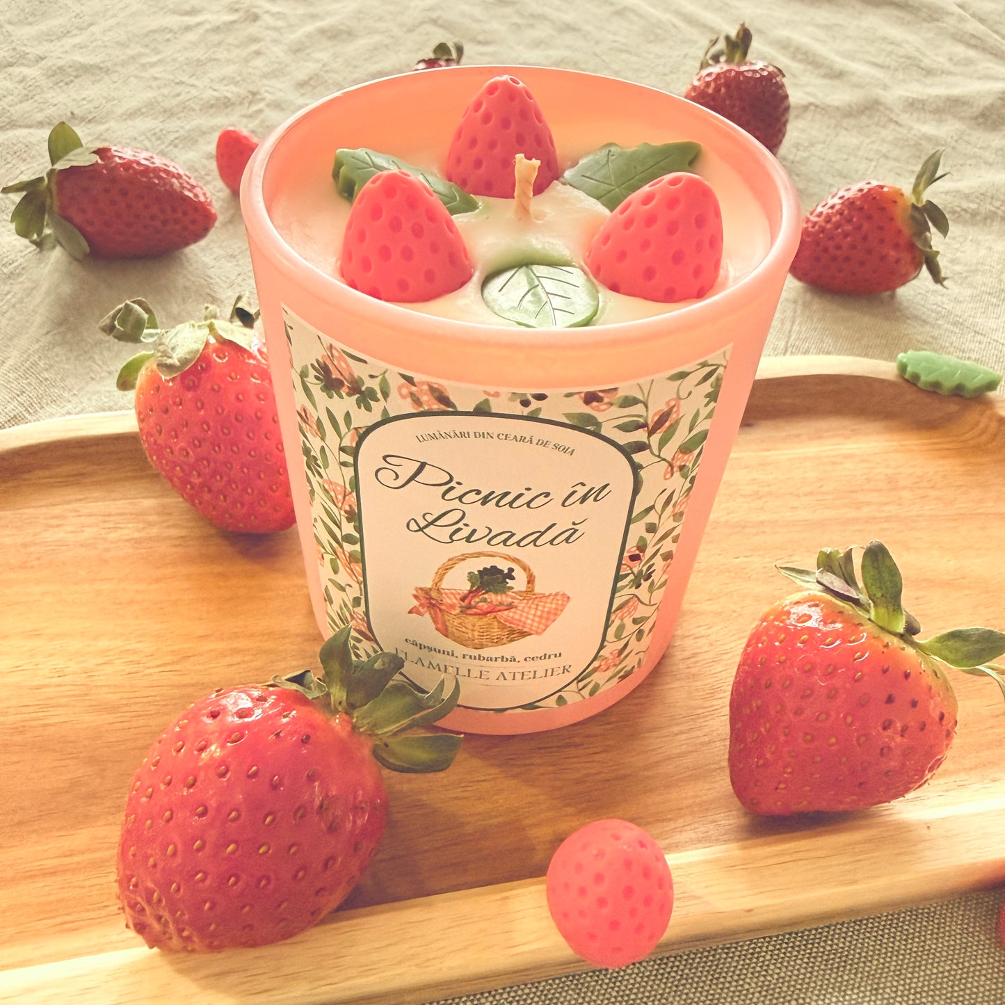 Picnic în livadă - căpșuni, zmeură, rubarbă, cedru