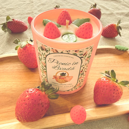 Picnic în livadă - căpșuni, zmeură, rubarbă, cedru