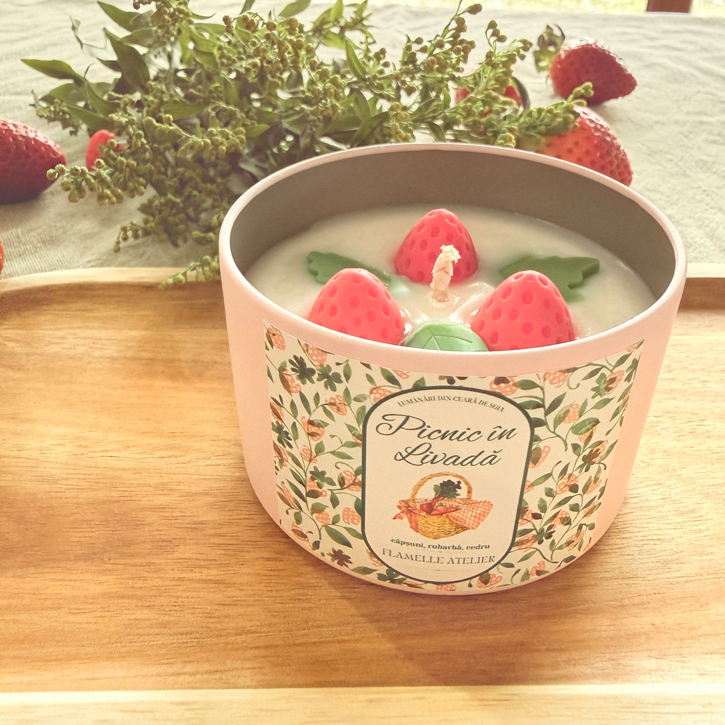 Picnic în livadă - căpșuni, zmeură, rubarbă, cedru