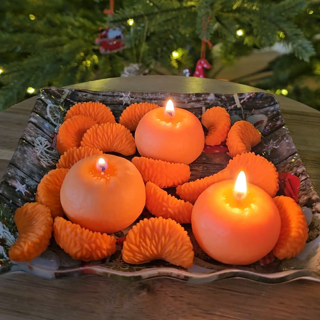 Set Clementină - 4 lumânări + felii parfumate