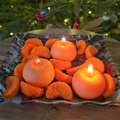 Set Clementină - 4 lumânări + felii parfumate