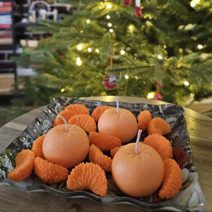 Set Clementină - 4 lumânări + felii parfumate